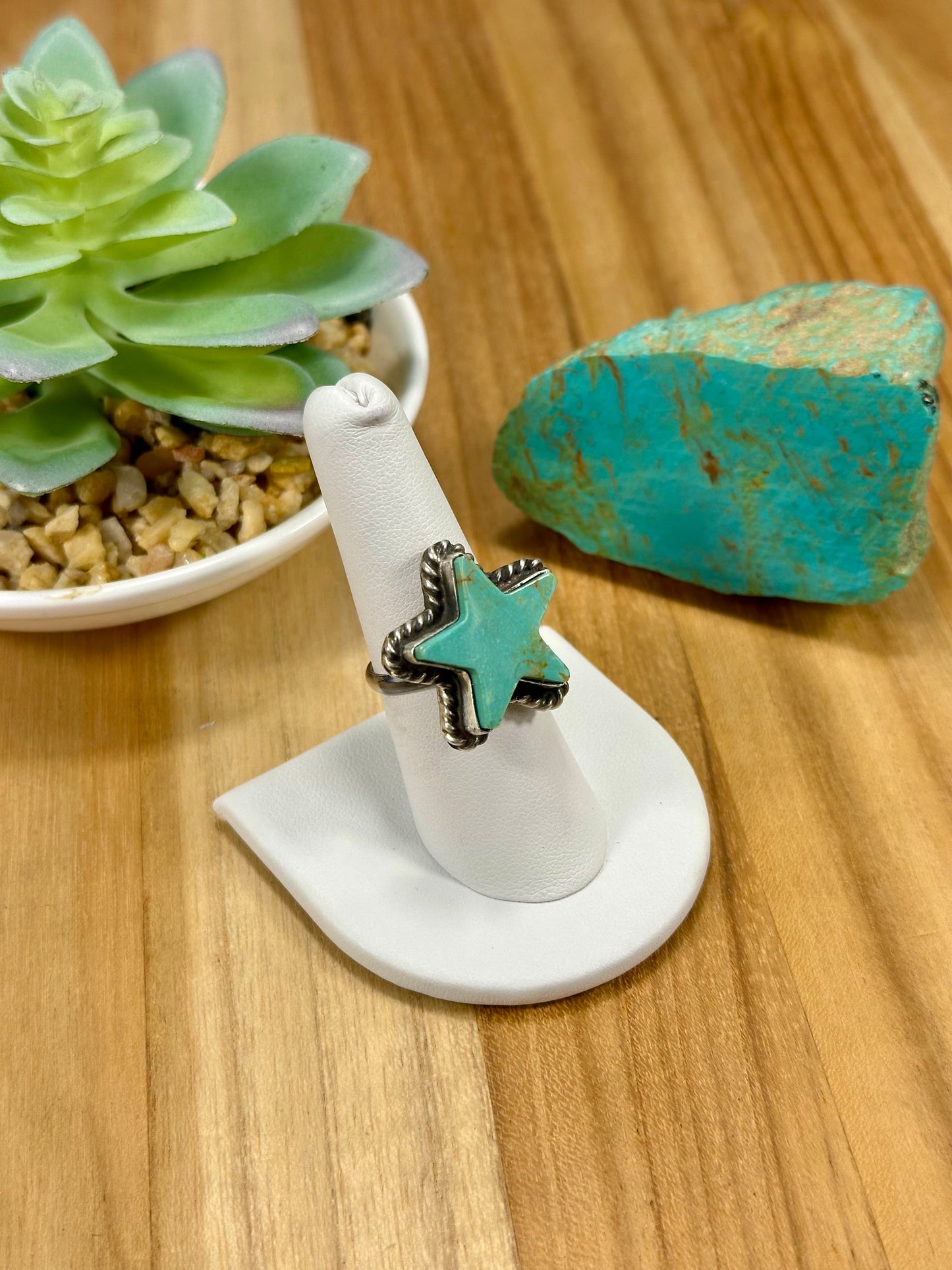 Kingman Turquoise Star Sterling Silver Ring