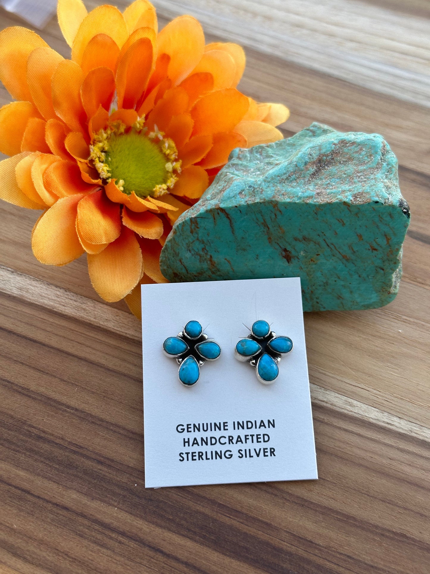Kingman Turquoise 4 Stone Earrings
