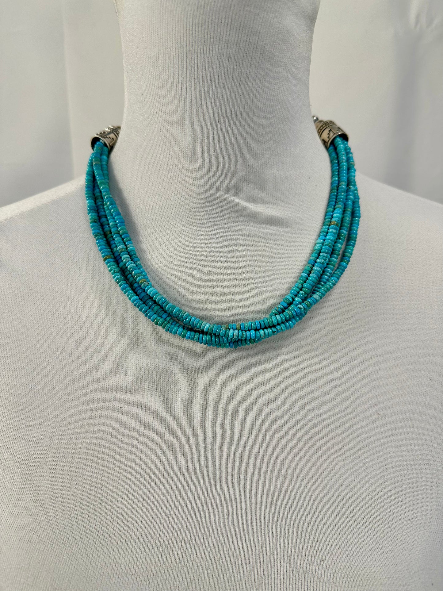 Kingman Turquoise Bead & Sterling Pearl Necklace