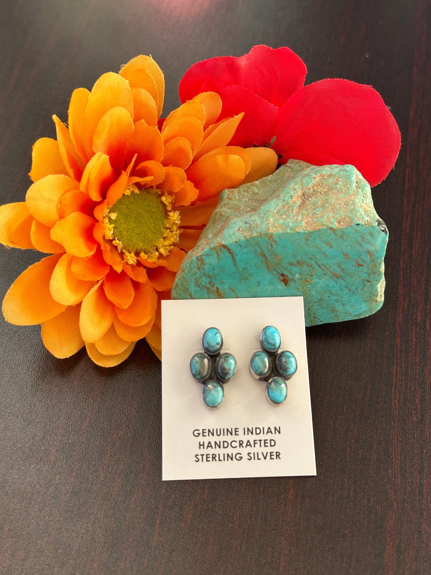 Kingman Turquoise 4 Stone Earrings