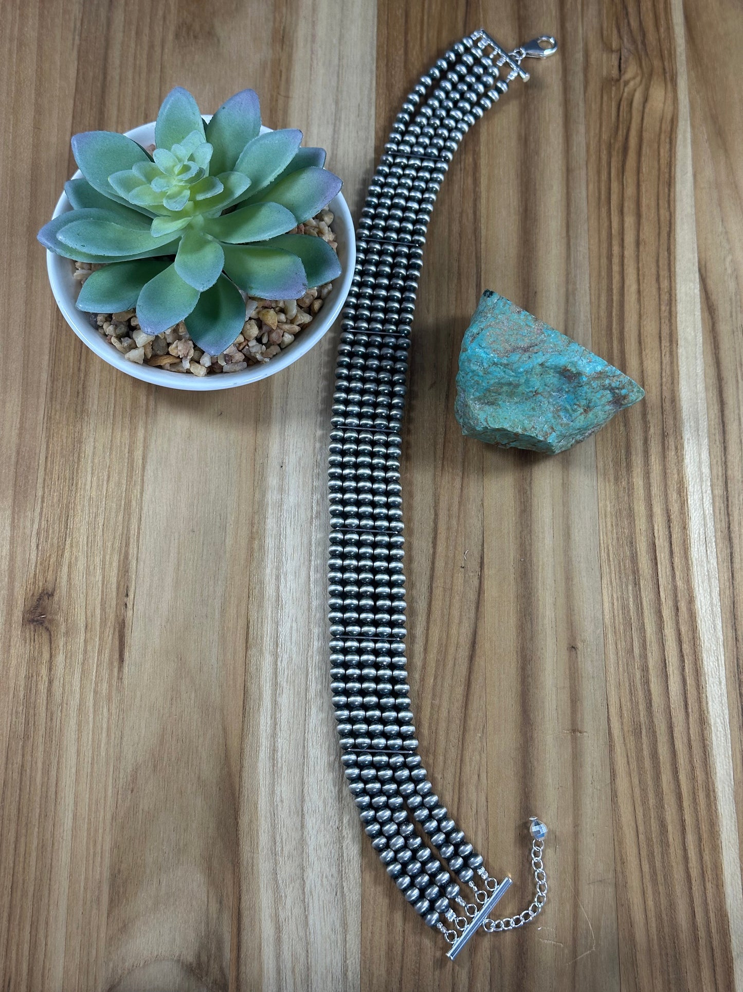 5 Strand "Navajo Style" Sterling Pearl Necklace