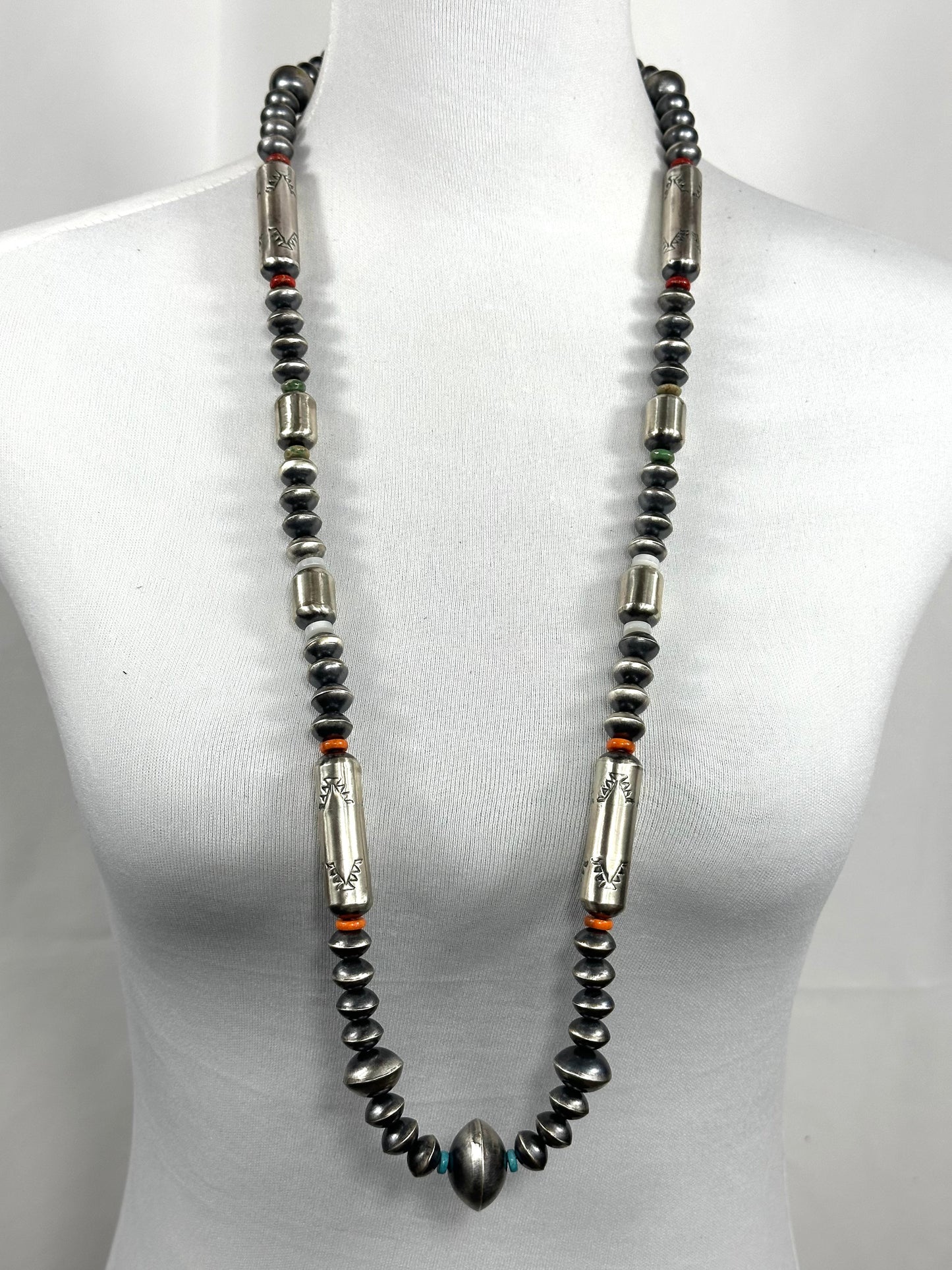 Multi Color Stones and Navajo Pearl Necklace + Earrings