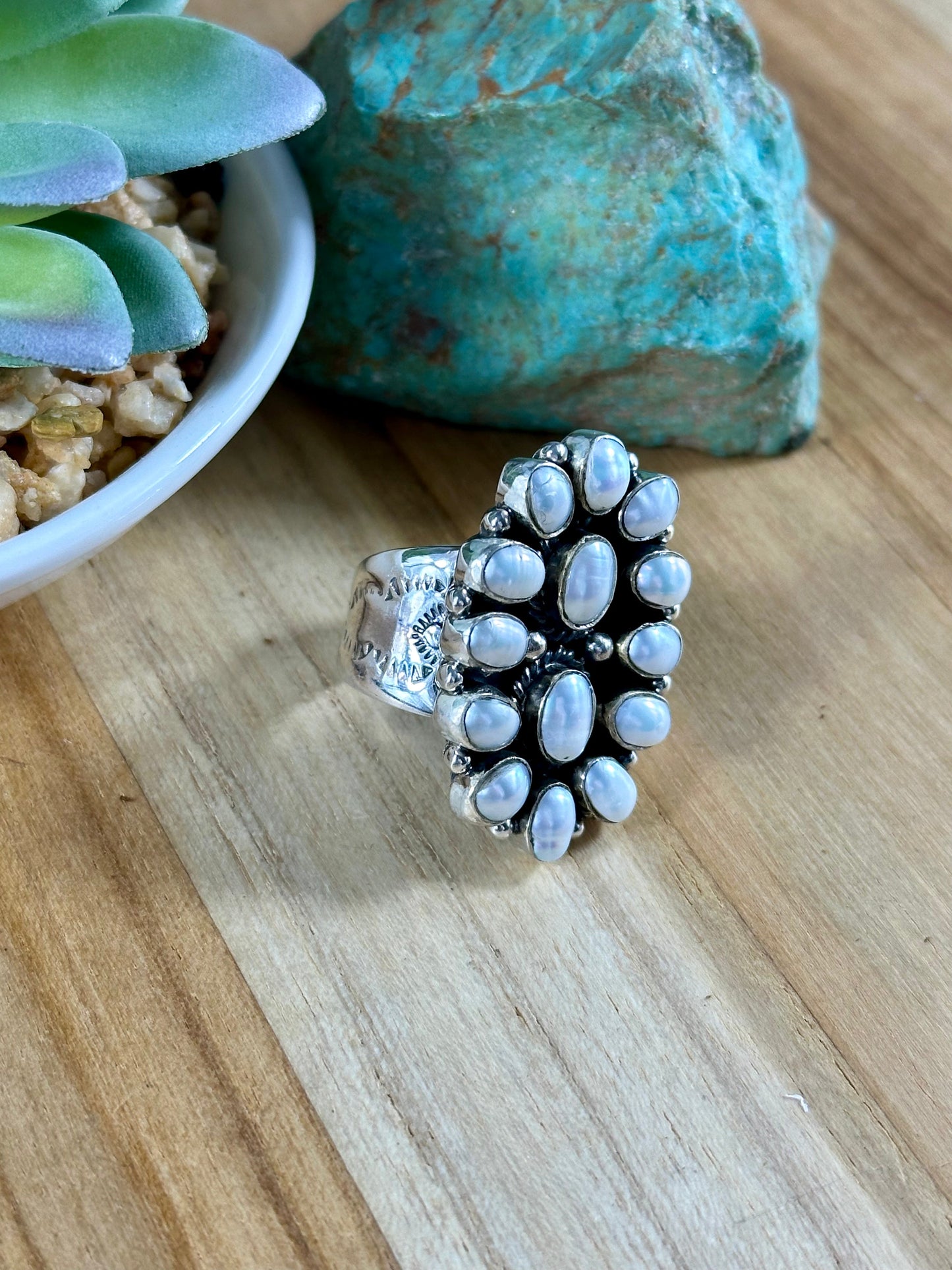 Adjustable Freshwater Pearl Cluster Ring