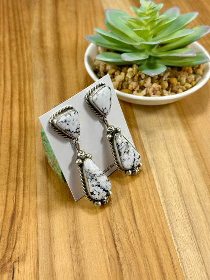 White Buffalo Squash Blossom Necklace & Earring Set