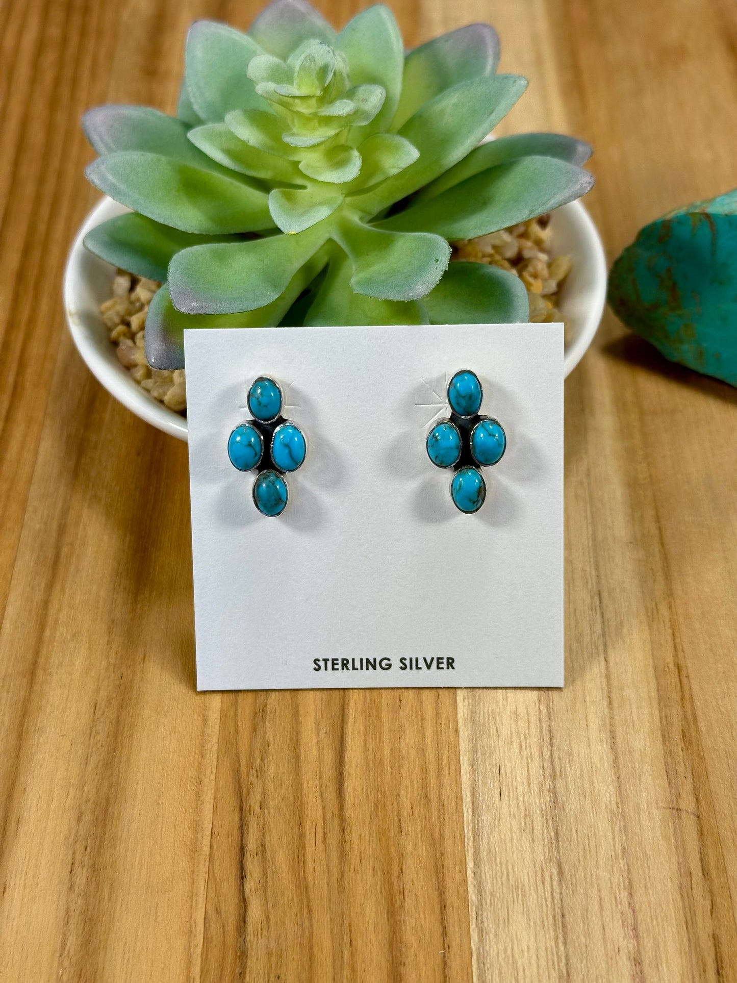 Kingman Turquoise 4 Stone Earrings