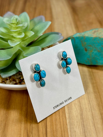 Kingman Turquoise 4 Stone Earrings