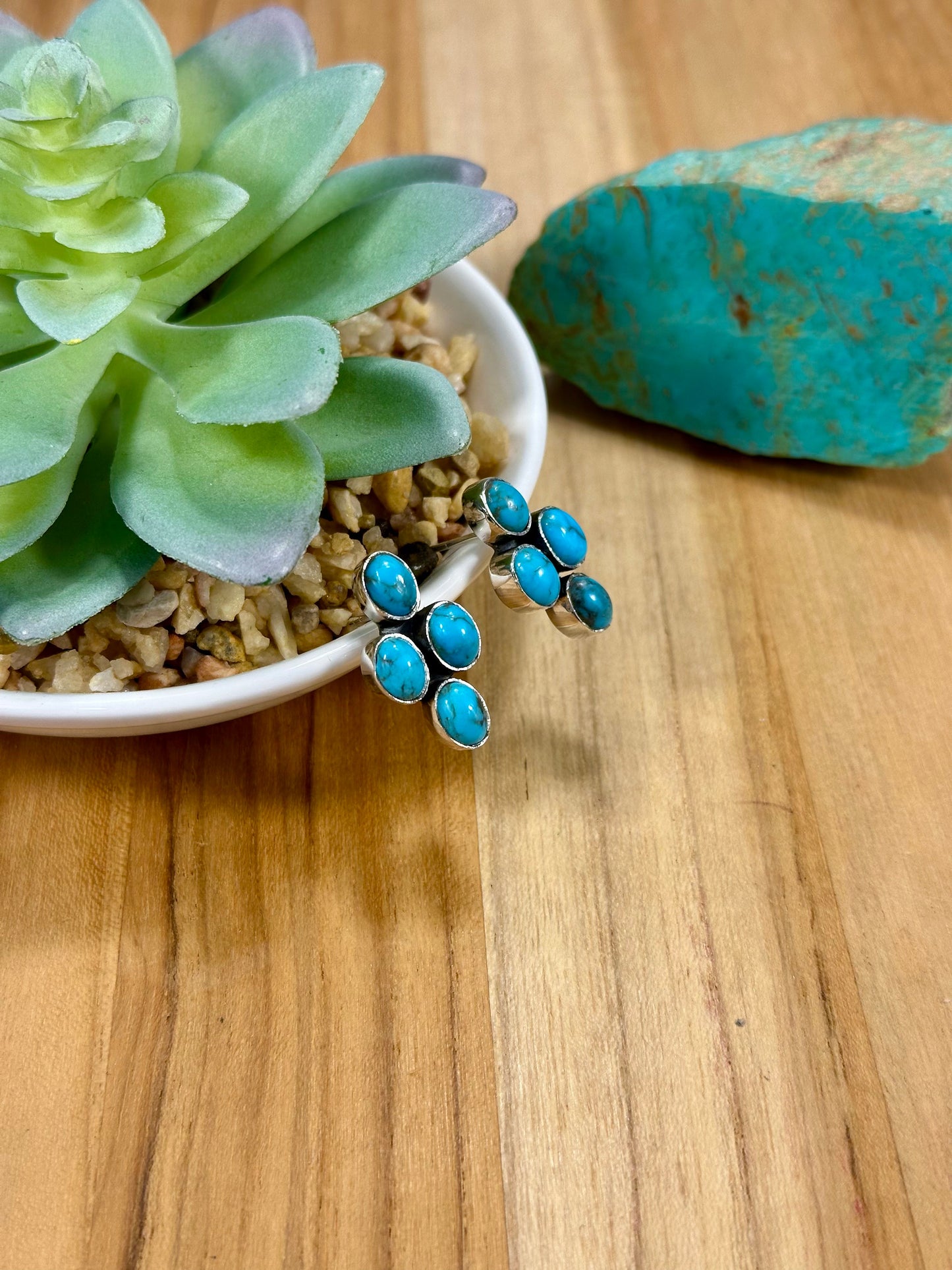 Kingman Turquoise 4 Stone Earrings