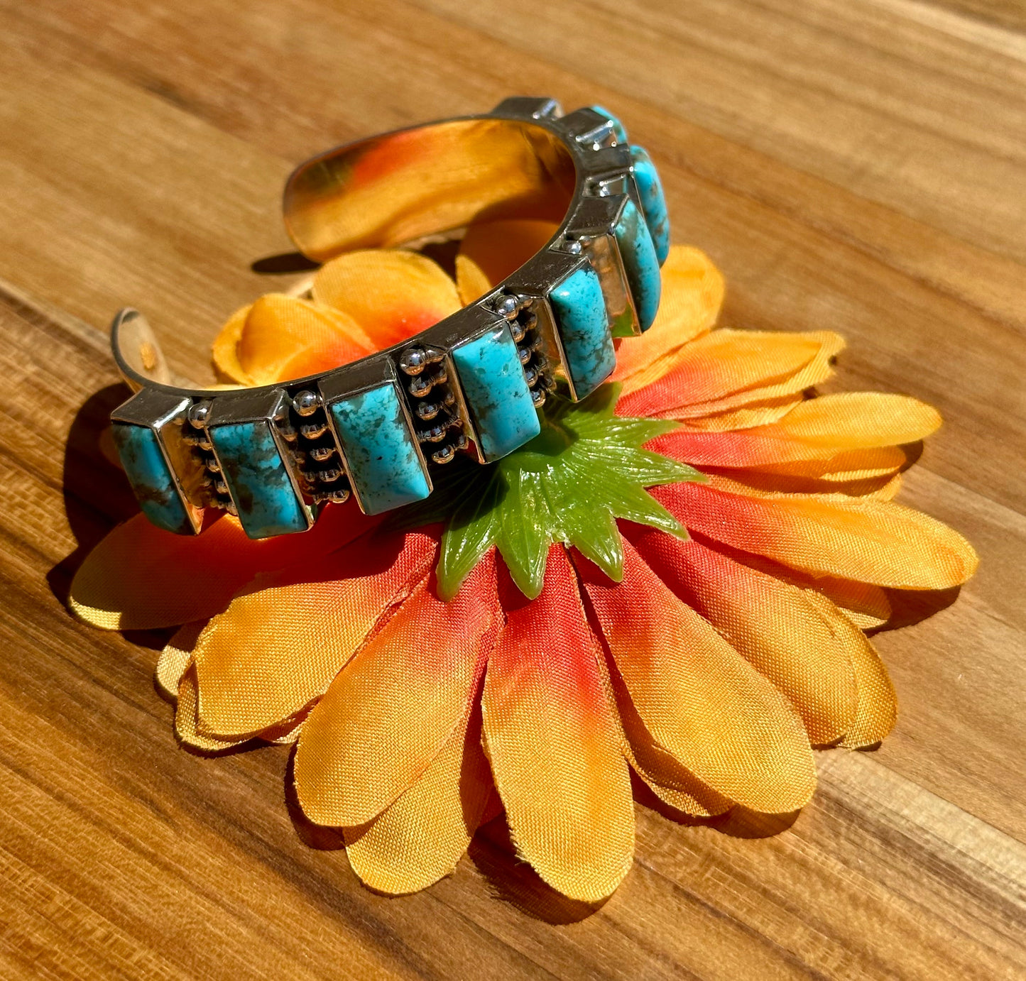 9 Stone Kingman Turquoise Cuff