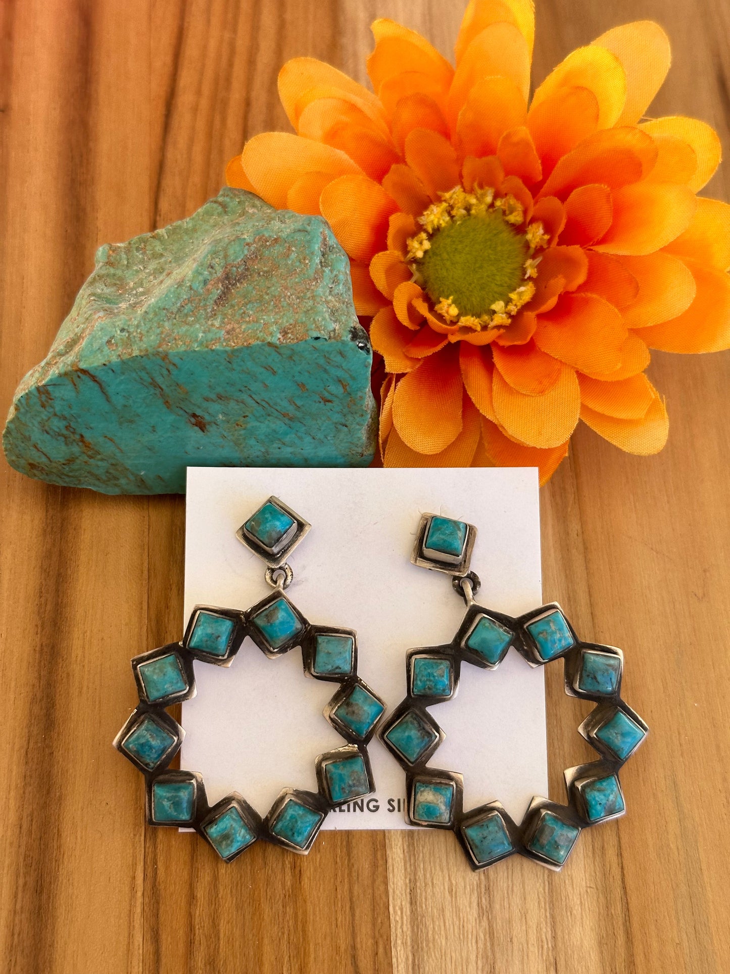Kingman Turquoise Hoop Earrings
