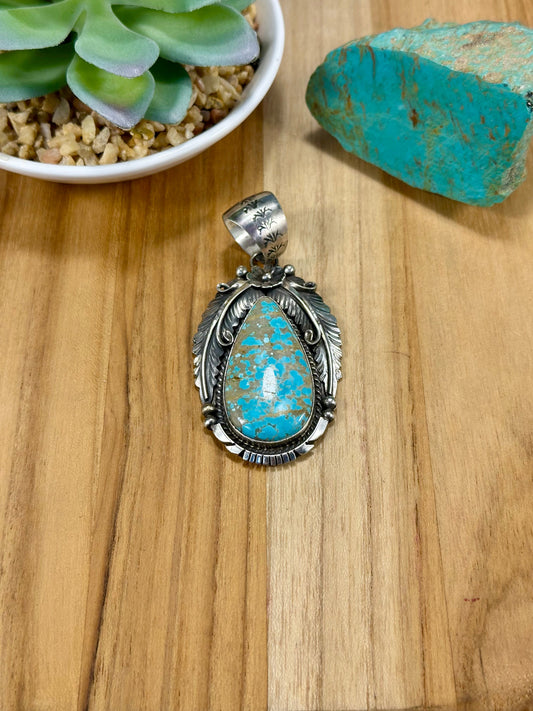 #8 Teardrop Sterling Silver Feather Pendant