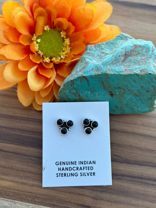Black Onyx 3 Stone Earring