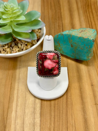 Dahlia Rose Square Sterling Silver Ring