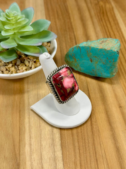 Dahlia Rose Square Sterling Silver Ring