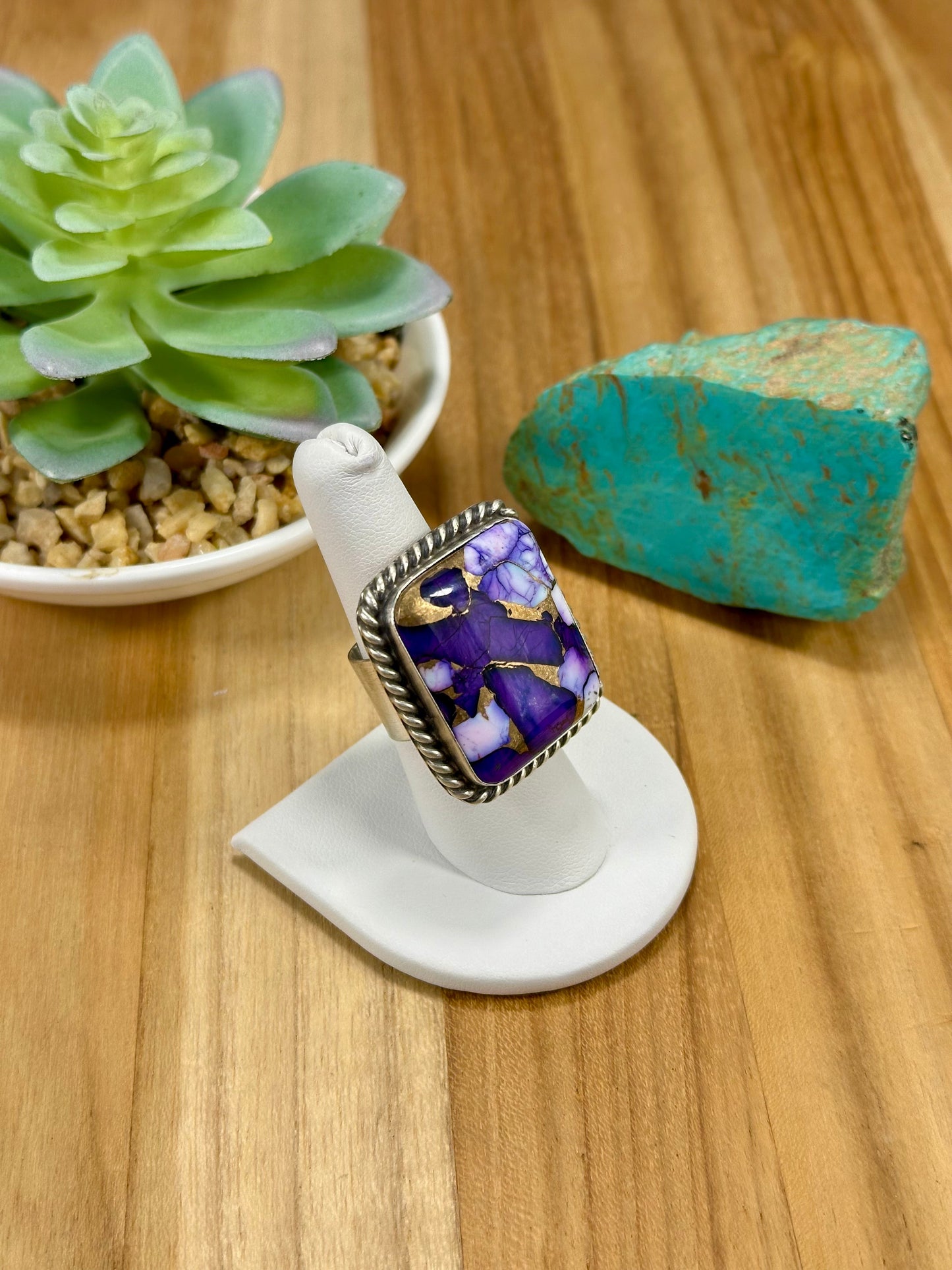 Purple Dahlia Square Sterling Silver Ring