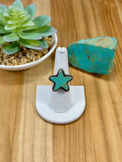 Kingman Turquoise Star Sterling Silver Ring