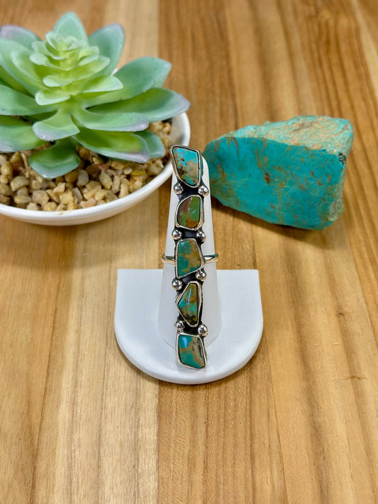 Kingman Turquoise 5 Stone Sterling Silver Ring