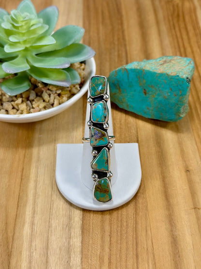 Kingman Turquoise 5 Stone Sterling Silver Ring