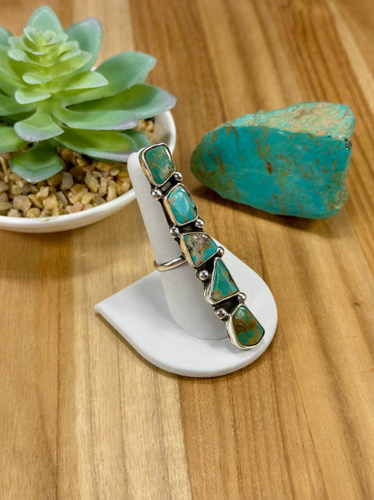 Kingman Turquoise 5 Stone Sterling Silver Ring