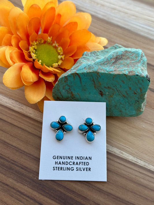 Kingman Turquoise 4 Stone Earrings