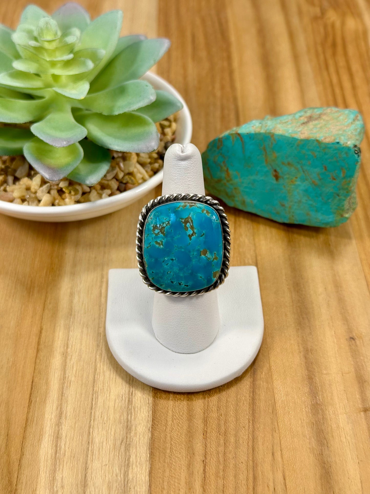 Kingman Turquoise Square Sterling Silver Ring