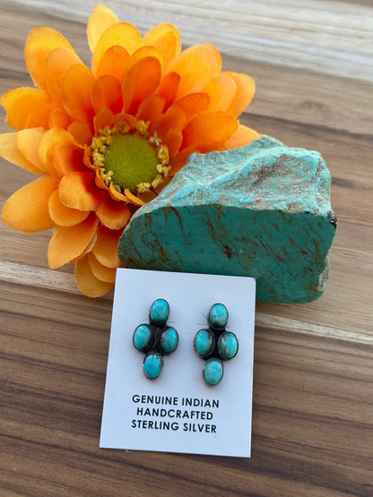 Kingman Turquoise 4 Stone Earrings