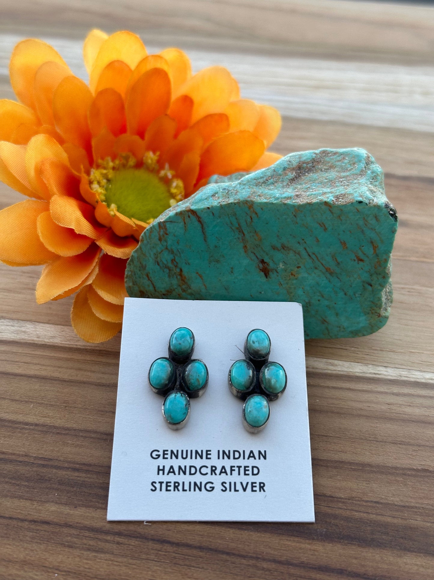 Kingman Turquoise 4 Stone Earrings