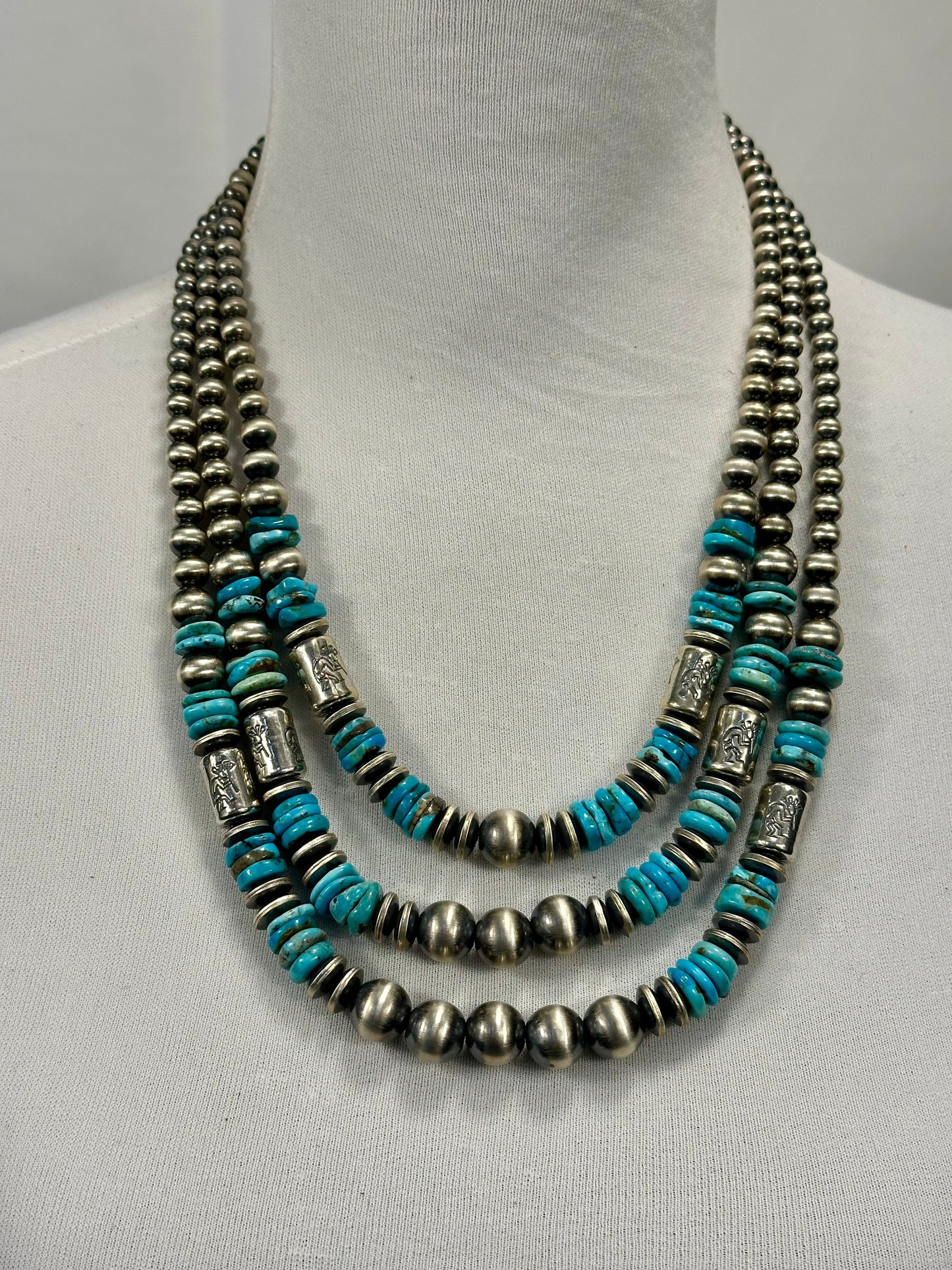 Multi Strand Turquoise and Pearl Necklace