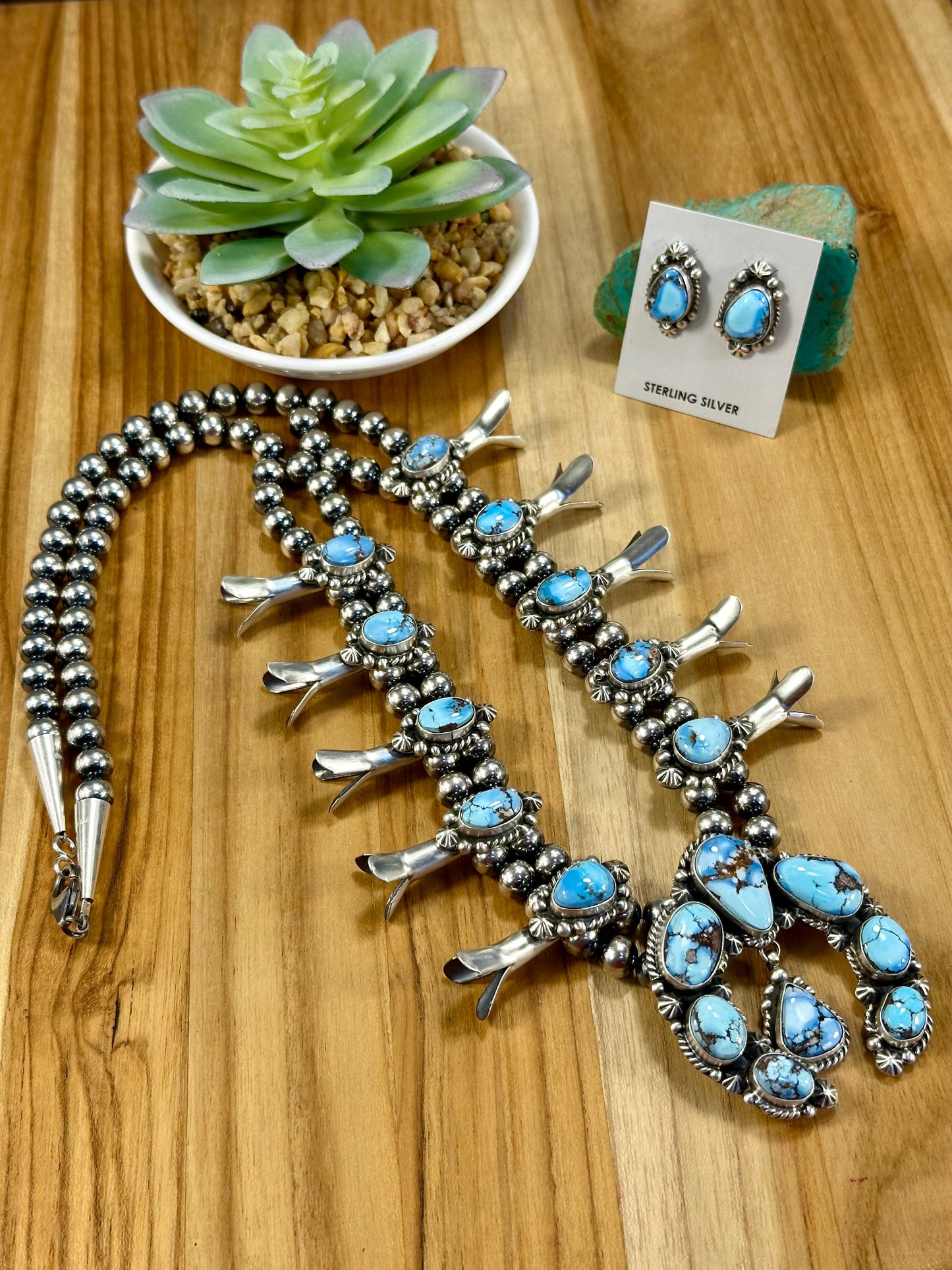 Golden Hills Squash Blossom Necklace & Earring Set