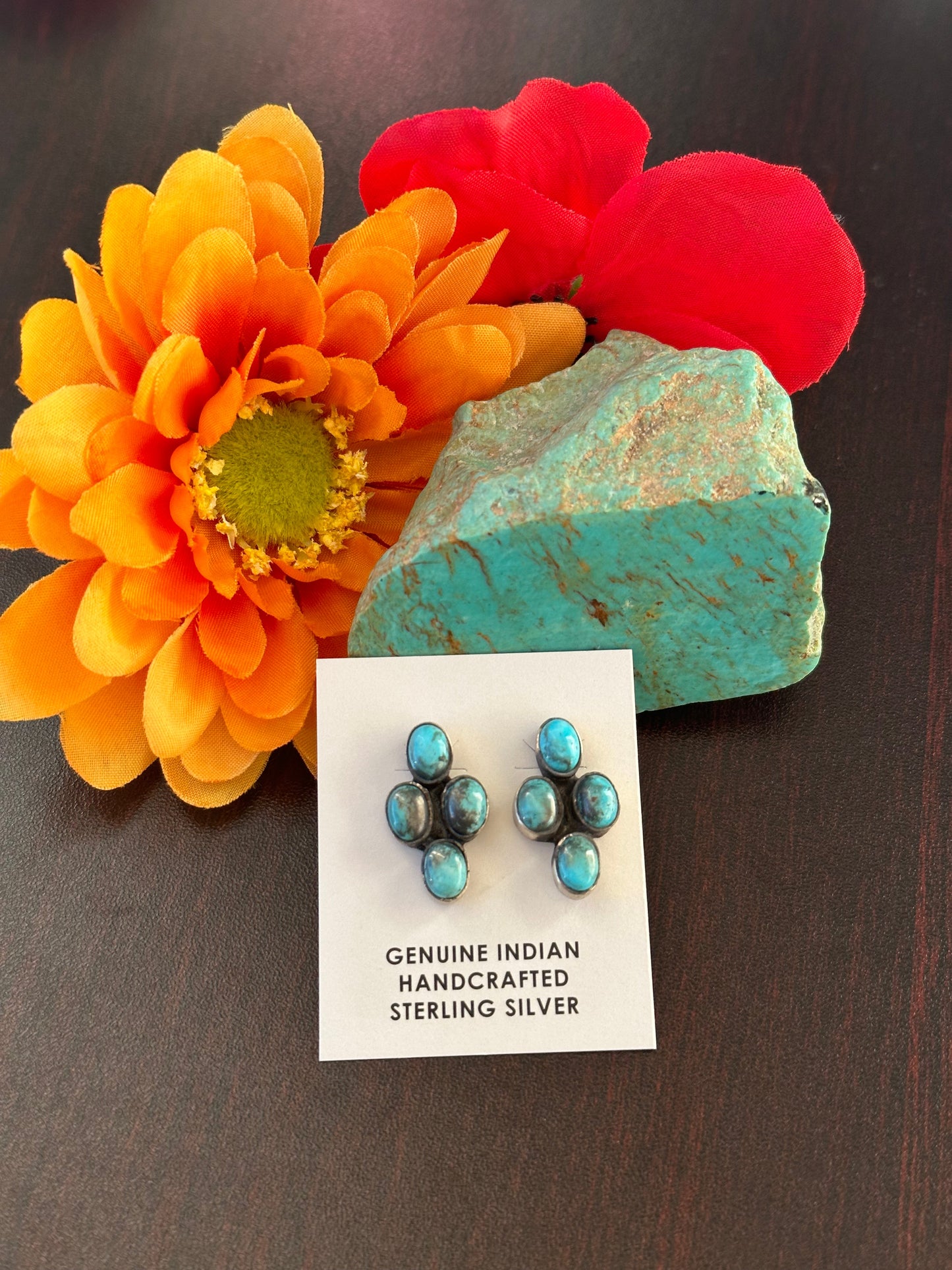 Kingman Turquoise 4 Stone Earrings