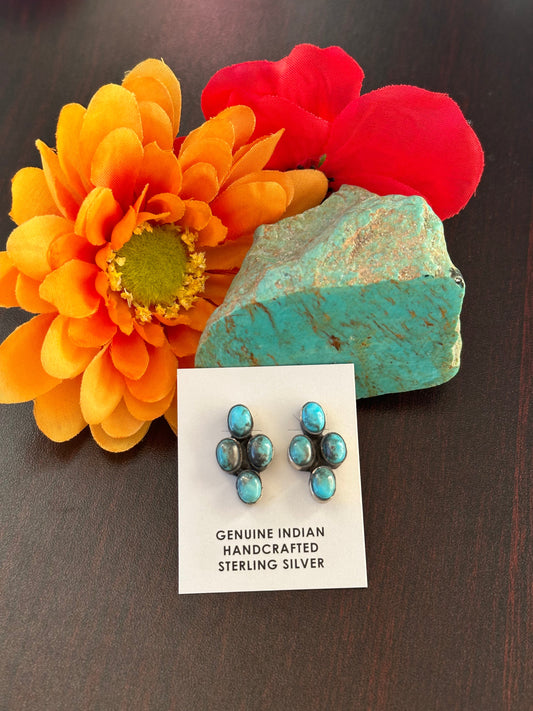 Kingman Turquoise 4 Stone Earrings
