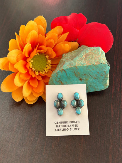 Kingman Turquoise 4 Stone Earrings