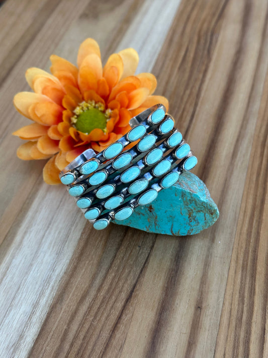 Cluster Stone Kingman Turquoise Cuff