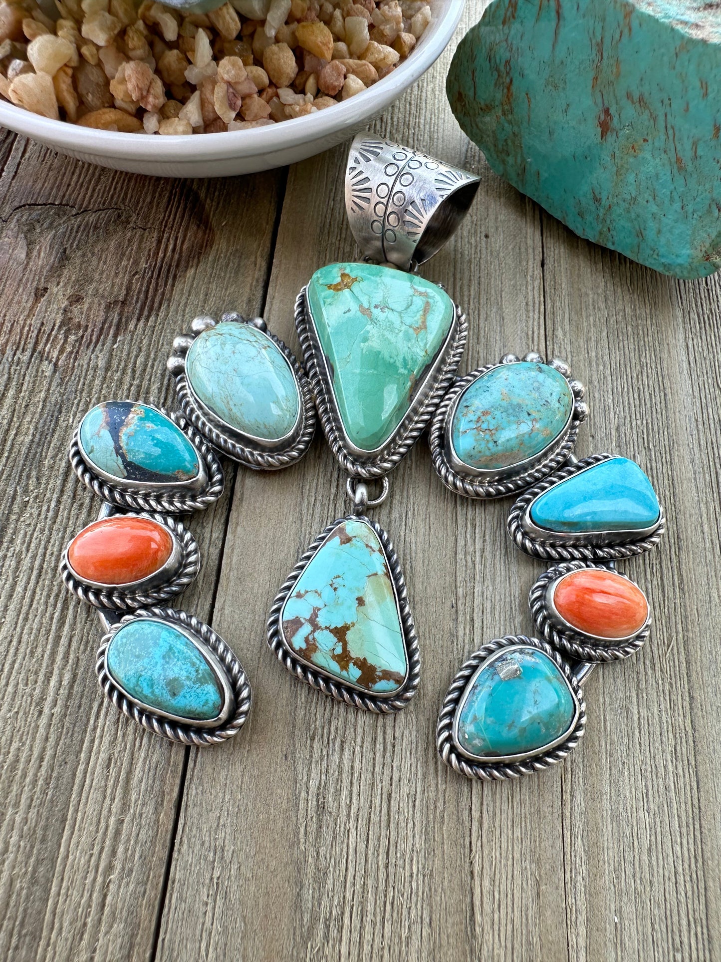 Multi Color Naja Sterling Silver Pendant