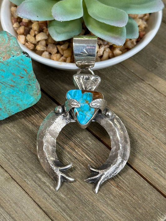 Kingman Turquoise Naja Sterling Silver Pendant