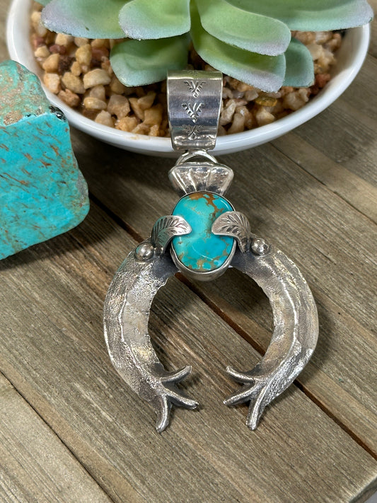 Kingman Turquoise Naja Sterling Silver Pendant