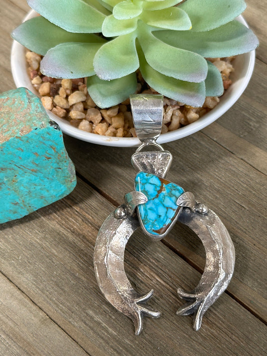 Kingman Turquoise Naja Sterling Silver Pendant