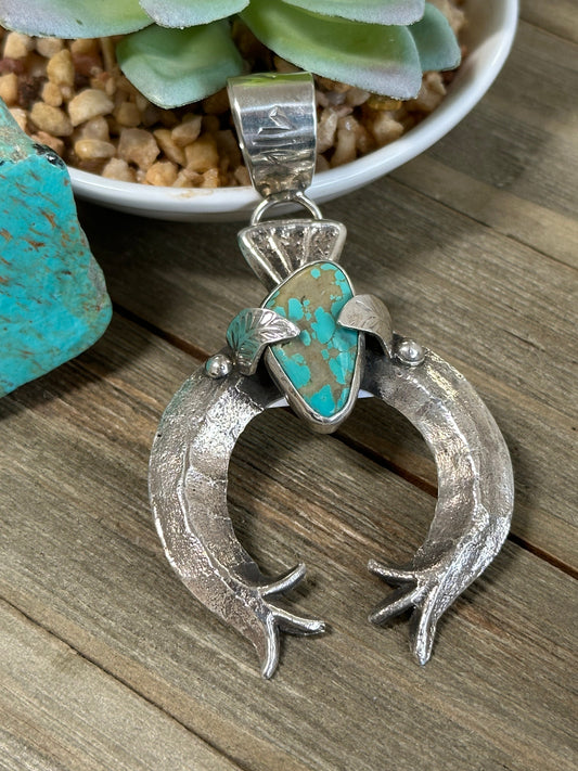Kingman Turquoise Naja Sterling Silver Pendant