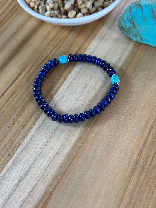 Lapis and Kingman Stretch Bracelet