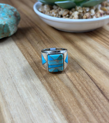 Men's Kingman Turquoise  Inlay Ring