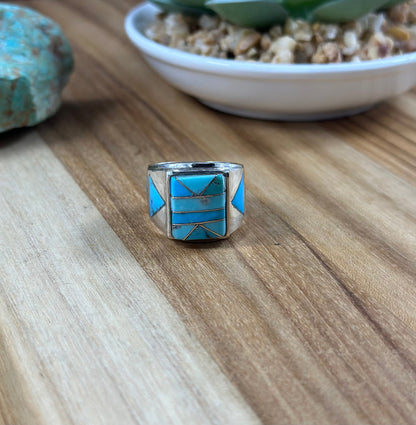 Men's Kingman Turquoise  Inlay Ring