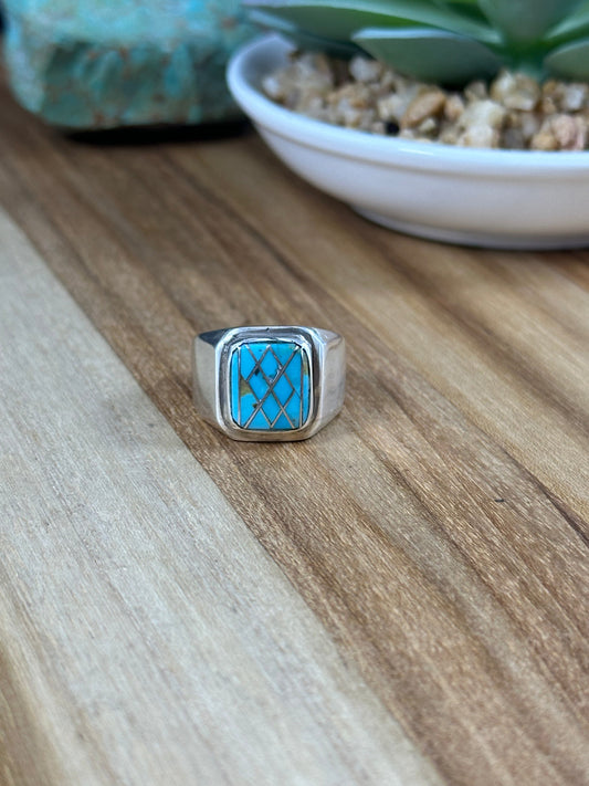 Men's Kingman Turquoise Inlay Ring