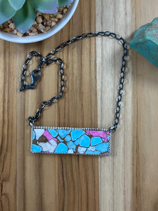 Cotton Candy Bar Sterling Silver Necklace
