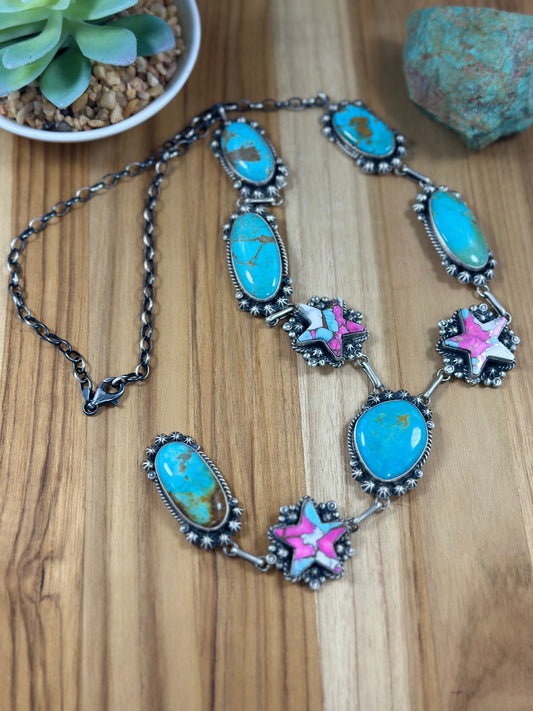 Turquoise and Star Lariat