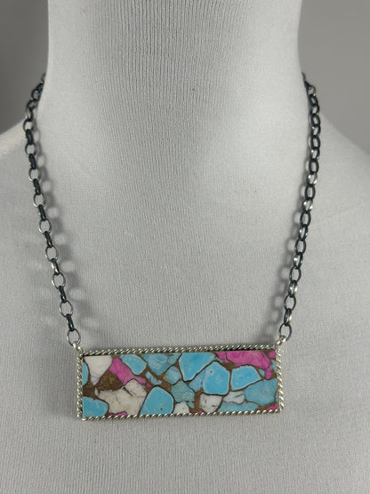 Cotton Candy Bar Sterling Silver Necklace