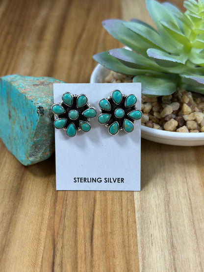Kingman Turquoise Cluster Earrings