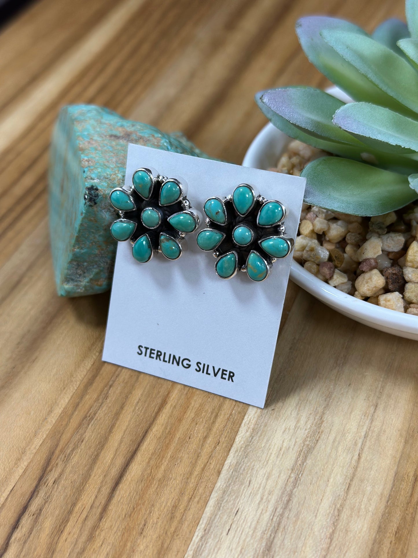 Kingman Turquoise Cluster Earrings