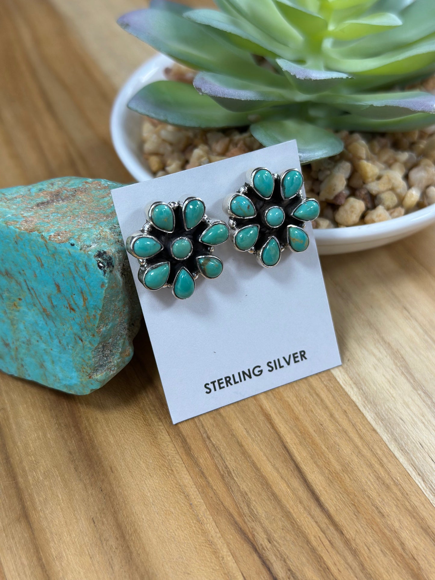 Kingman Turquoise Cluster Earrings