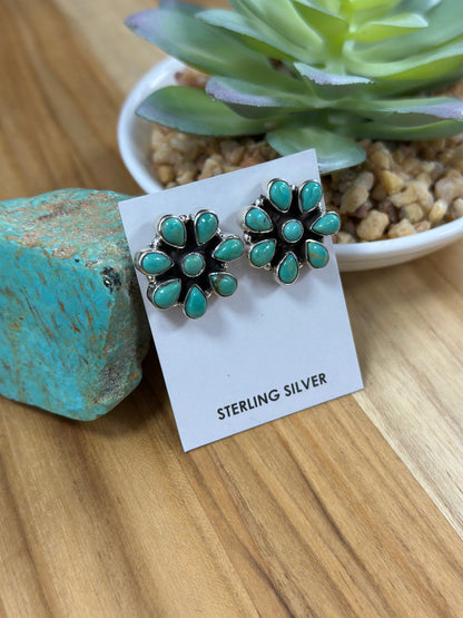 Kingman Turquoise Cluster Earrings