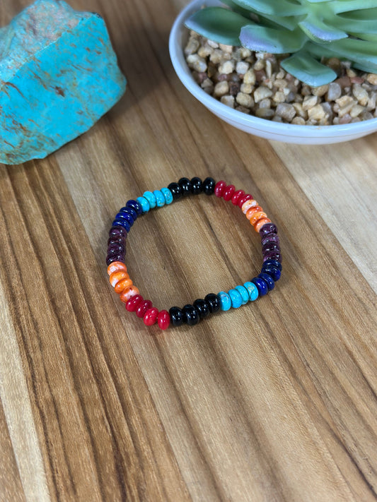 Sterling Silver Multi Color Pearls Bead Bracelet