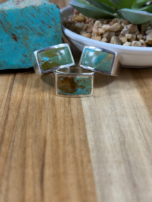 Signet Kingman Turquoise Inlay Rings